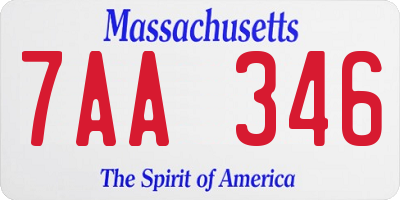 MA license plate 7AA346