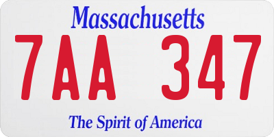 MA license plate 7AA347