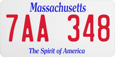 MA license plate 7AA348