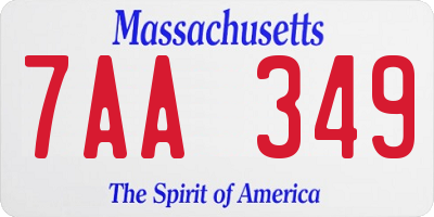 MA license plate 7AA349