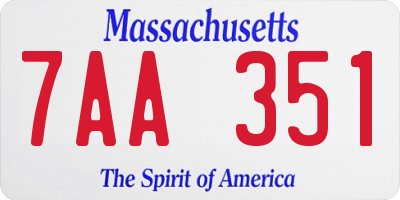 MA license plate 7AA351
