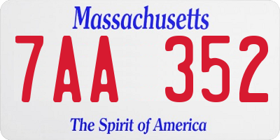 MA license plate 7AA352