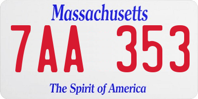 MA license plate 7AA353