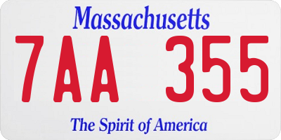 MA license plate 7AA355