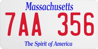 MA license plate 7AA356