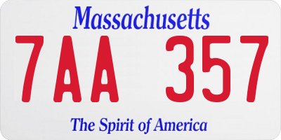 MA license plate 7AA357