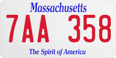 MA license plate 7AA358