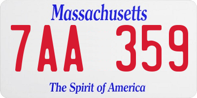 MA license plate 7AA359