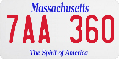 MA license plate 7AA360