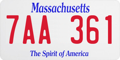 MA license plate 7AA361