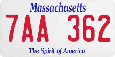 MA license plate 7AA362