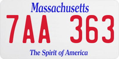 MA license plate 7AA363