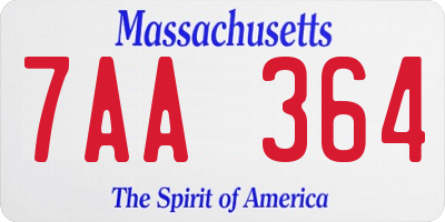 MA license plate 7AA364