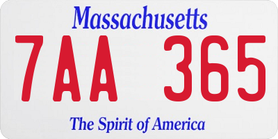 MA license plate 7AA365