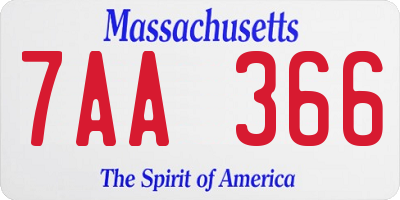 MA license plate 7AA366