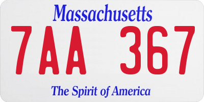 MA license plate 7AA367