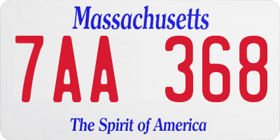 MA license plate 7AA368
