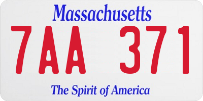 MA license plate 7AA371