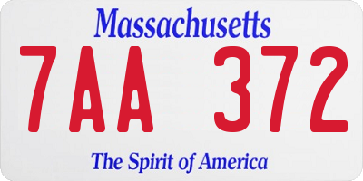 MA license plate 7AA372
