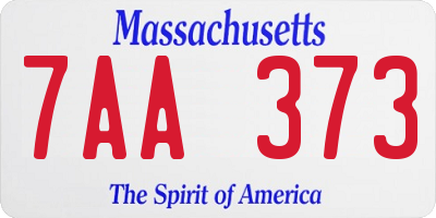 MA license plate 7AA373