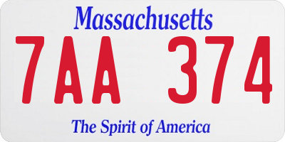MA license plate 7AA374