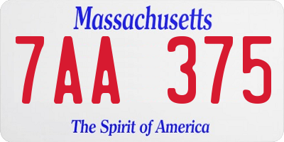MA license plate 7AA375