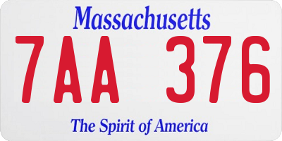 MA license plate 7AA376