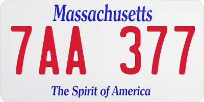 MA license plate 7AA377