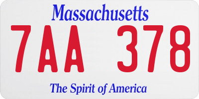 MA license plate 7AA378