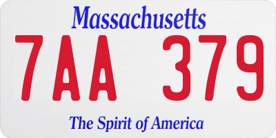 MA license plate 7AA379