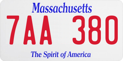 MA license plate 7AA380