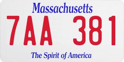 MA license plate 7AA381