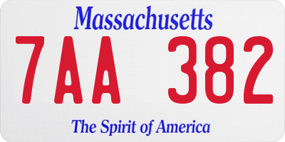 MA license plate 7AA382