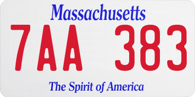 MA license plate 7AA383