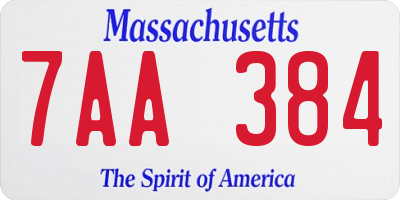 MA license plate 7AA384