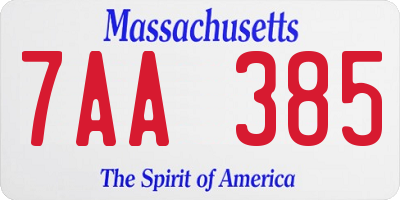 MA license plate 7AA385