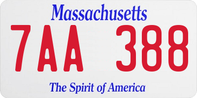 MA license plate 7AA388