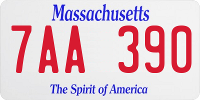 MA license plate 7AA390