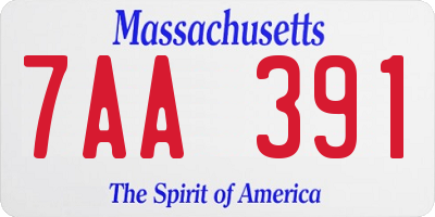 MA license plate 7AA391