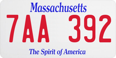 MA license plate 7AA392