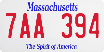 MA license plate 7AA394