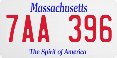 MA license plate 7AA396