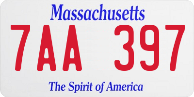 MA license plate 7AA397