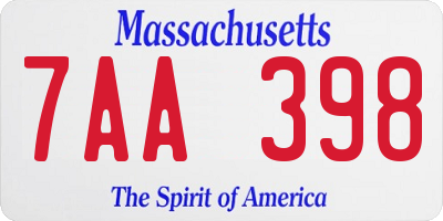 MA license plate 7AA398