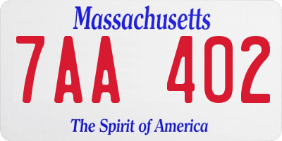 MA license plate 7AA402