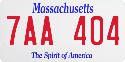 MA license plate 7AA404