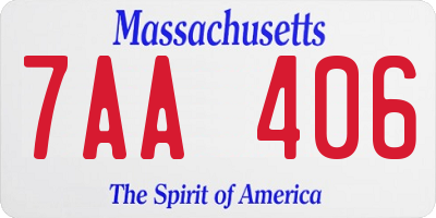 MA license plate 7AA406