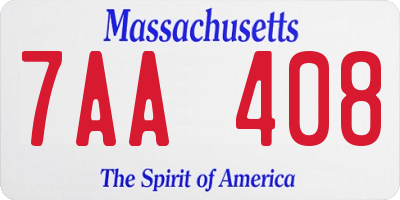 MA license plate 7AA408