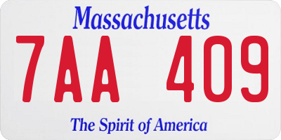 MA license plate 7AA409
