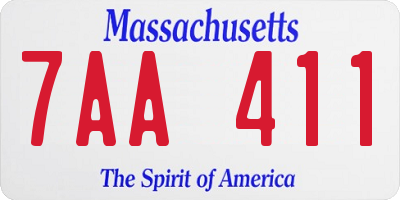 MA license plate 7AA411